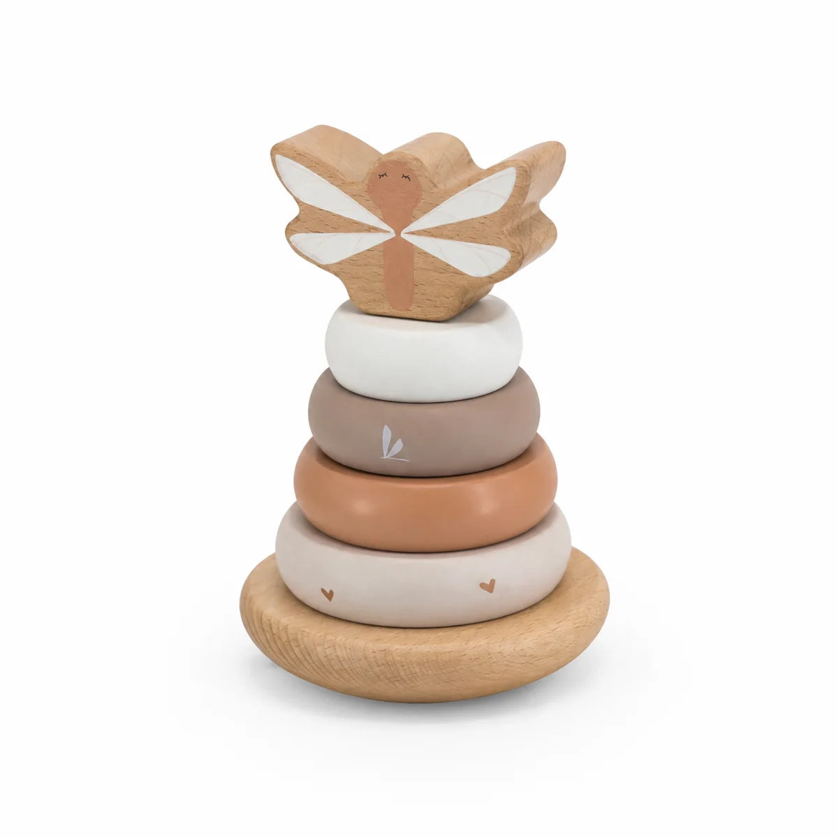 Personalisierter Balance Stapelturm aus Holz in Nougat von Label Label als Geschenk zur Taufe mit Name und Taufdatum