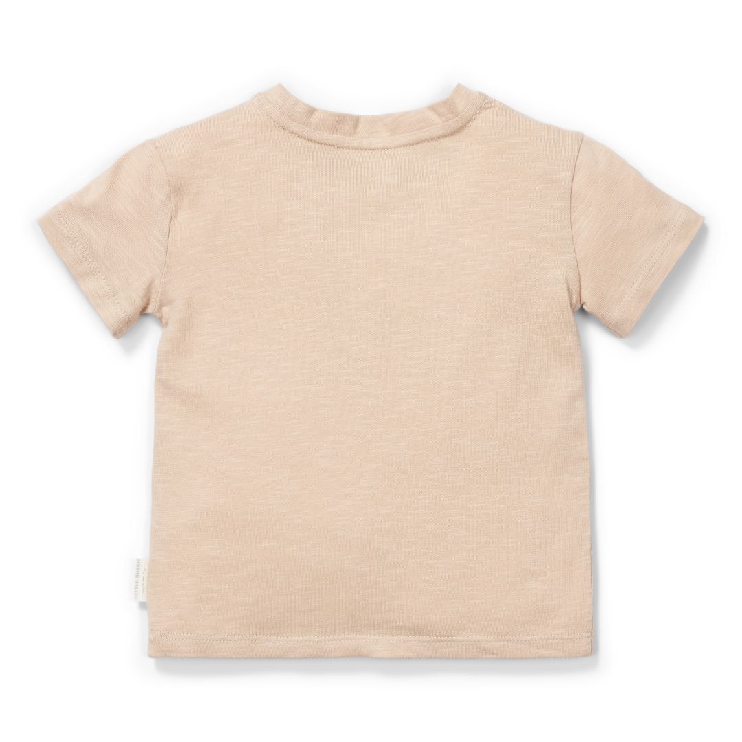 Beiges Kurzarm Kinder T-Shirt personalisierbar mit Namen als individuelles Geschenk für Mädchen und Jungen