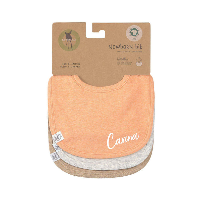 Lot de 3 bavoirs, abricot, gris clair, beige, coton | Lässig