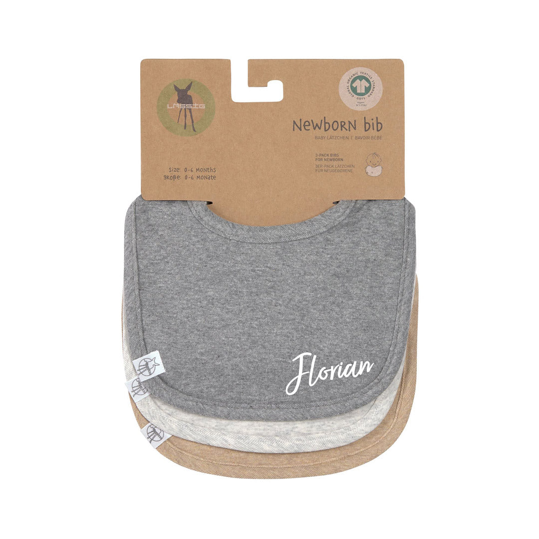 Lätzchen 3er Set, Dunkelgrau Hellgrau Beige, Baumwolle | Lässig