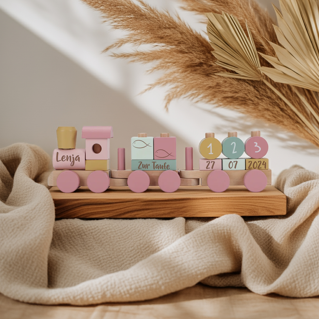 Personalsierter Holz-Zug Fairy Garden - Geschenk zur Taufe