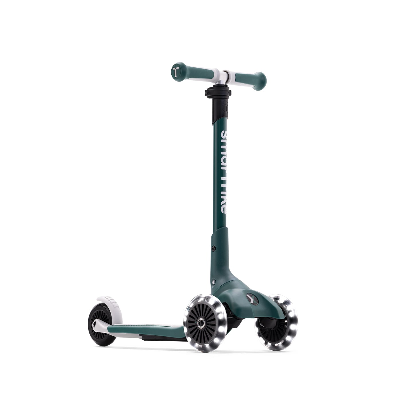 Xtend Mini+ Kinder Scooter in Grün mit drei Rädern und LED-Leuchträdern, stabiler und mitwachsender Scooter für Kinder
