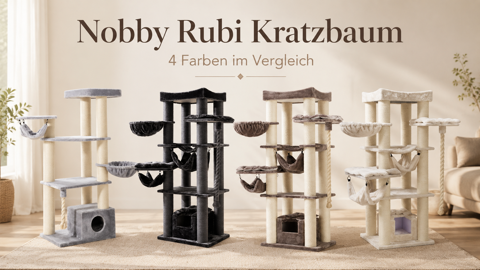 Nobby Rubi Kratzbaum in Grau, Dunkelgrau, Cappuccino und Cream im Farbvergleich