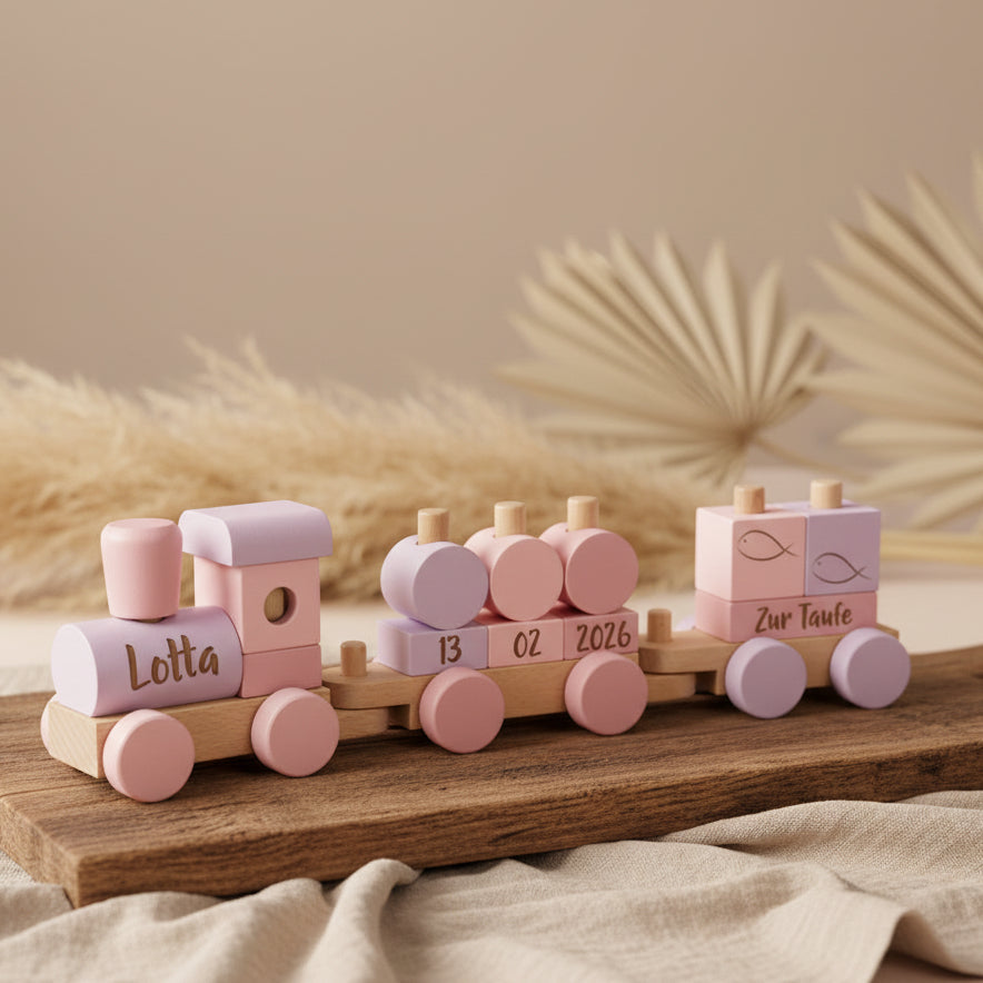 Personalisierter Holzzug mit Name – Modelle für Geburt, Taufe und weitere Anlässe