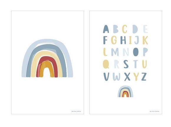 Personalisiertes Poster zur Geburt mit Name – Regenbogen Babyzimmer Deko