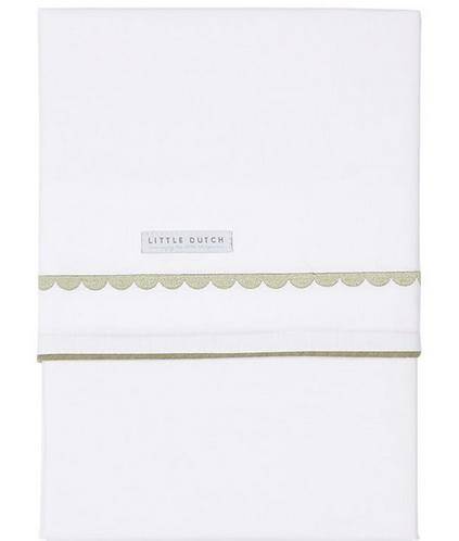 Little Dutch children's bed sheet Pure Olive Rounded embroidered