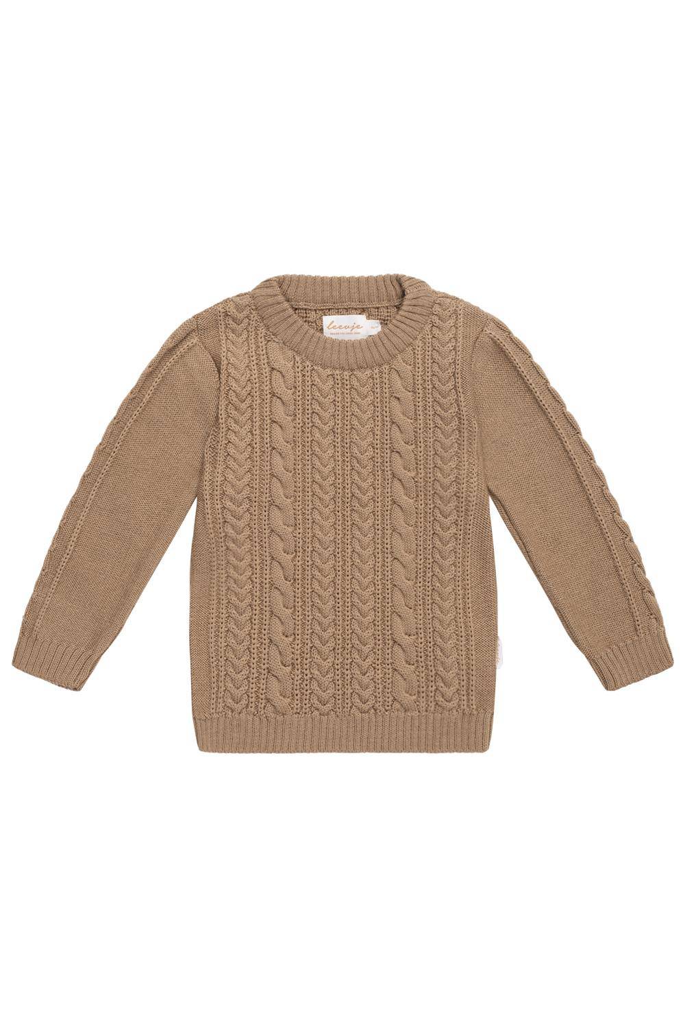 Pull en maille « Noyer » beige, taille 98-104 | Leevje
