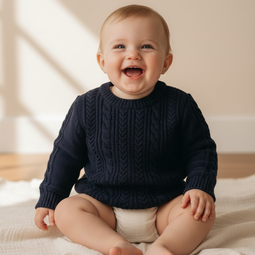 Pullover Strick "Navy" blau Größe 62-68 | Leevje