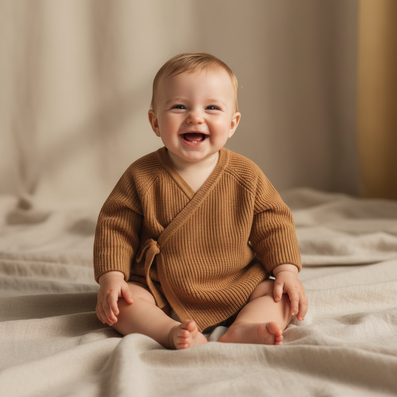 Cardigan cache-cœur Amande - 80 | Little Dutch