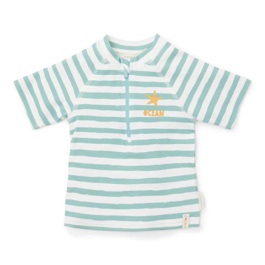 Maillot de bain à manches courtes Rayures Surf Bleu | Little Dutch