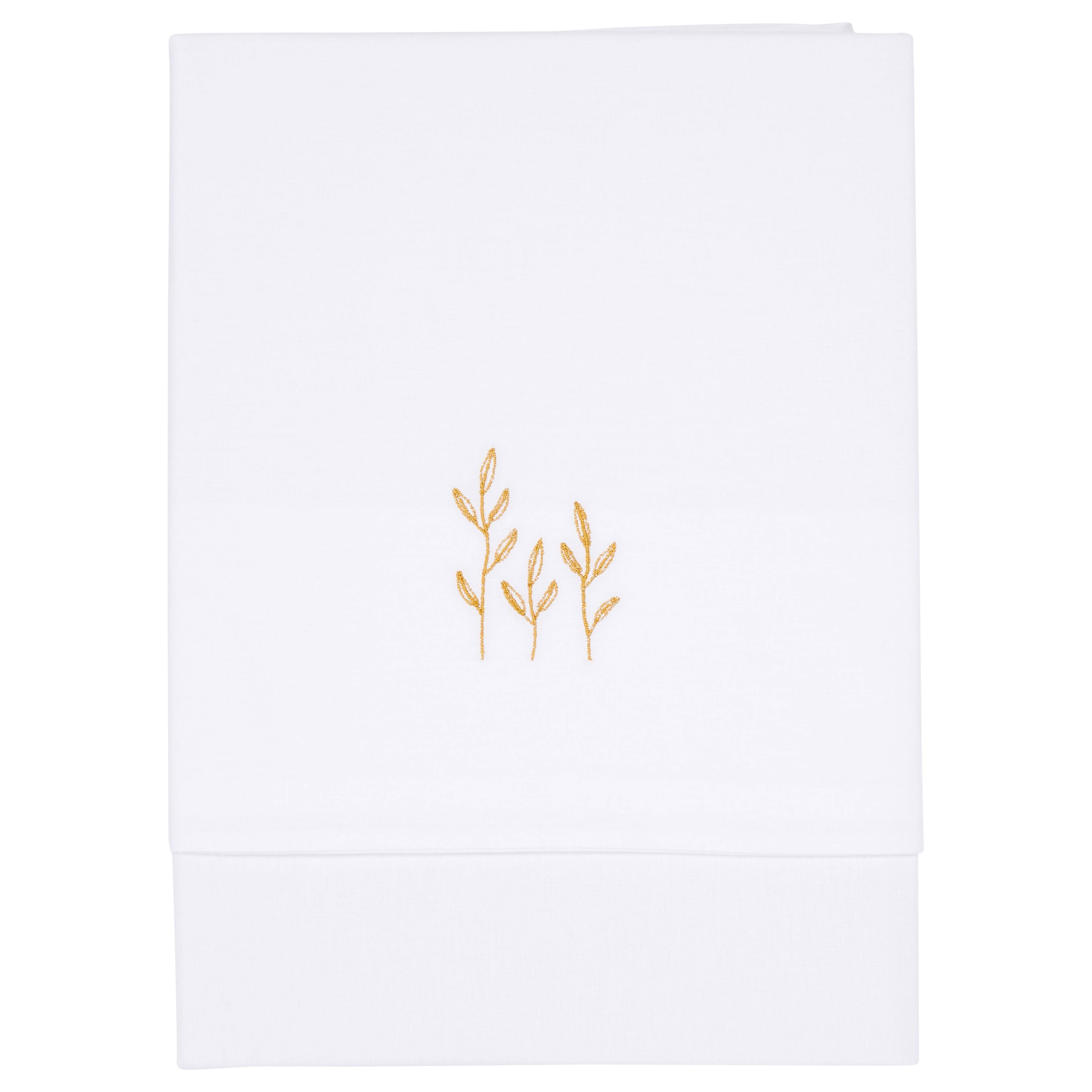 Drap de lit enfant brodé Fleurs sauvages ocre | Little Dutch
