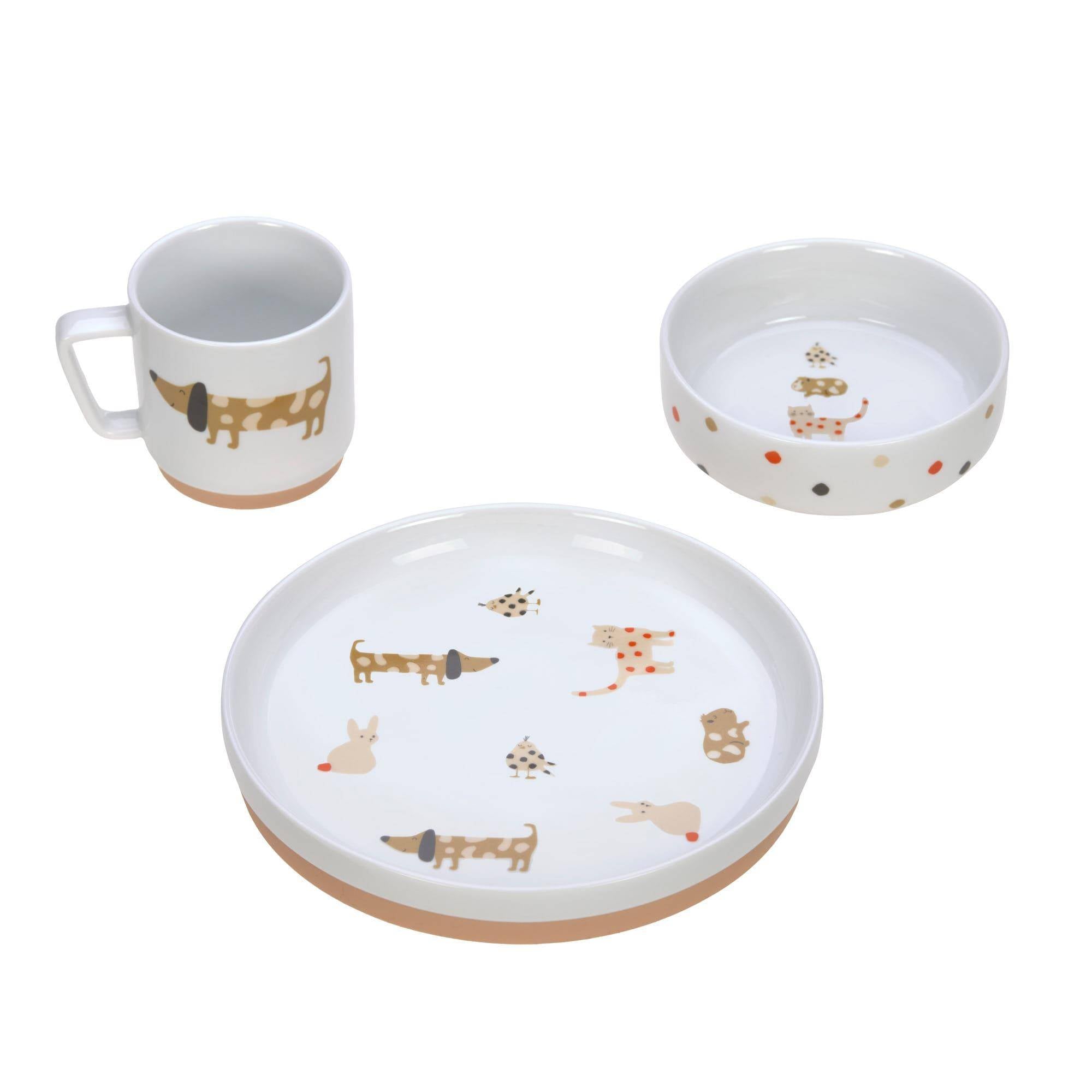 Kindergeschirr Set Porzellan - Little Mateys - Spicy orange  | Lässig