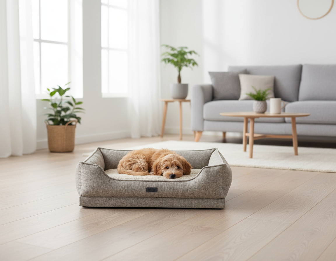 Lit orthopédique pour chien confortable carré « CALBU » beige taille L | Nobby