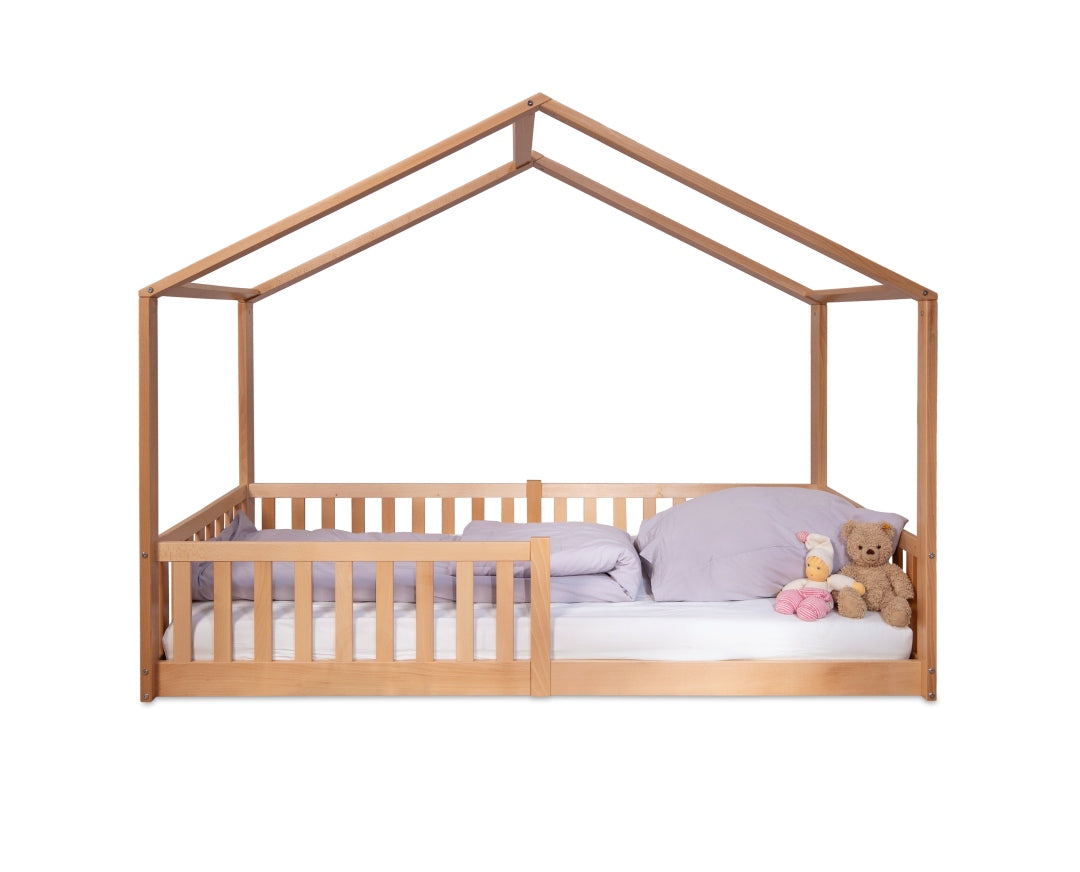 Floor bed / house bed ENNO 90x200 cm natural beech incl. optional roof | tiSsi®