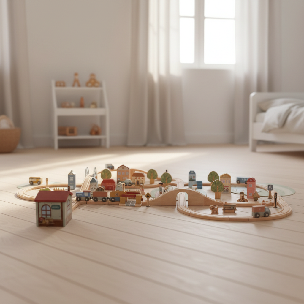Grand Set XL de train en bois – 113 pièces | Schmatzepuffer