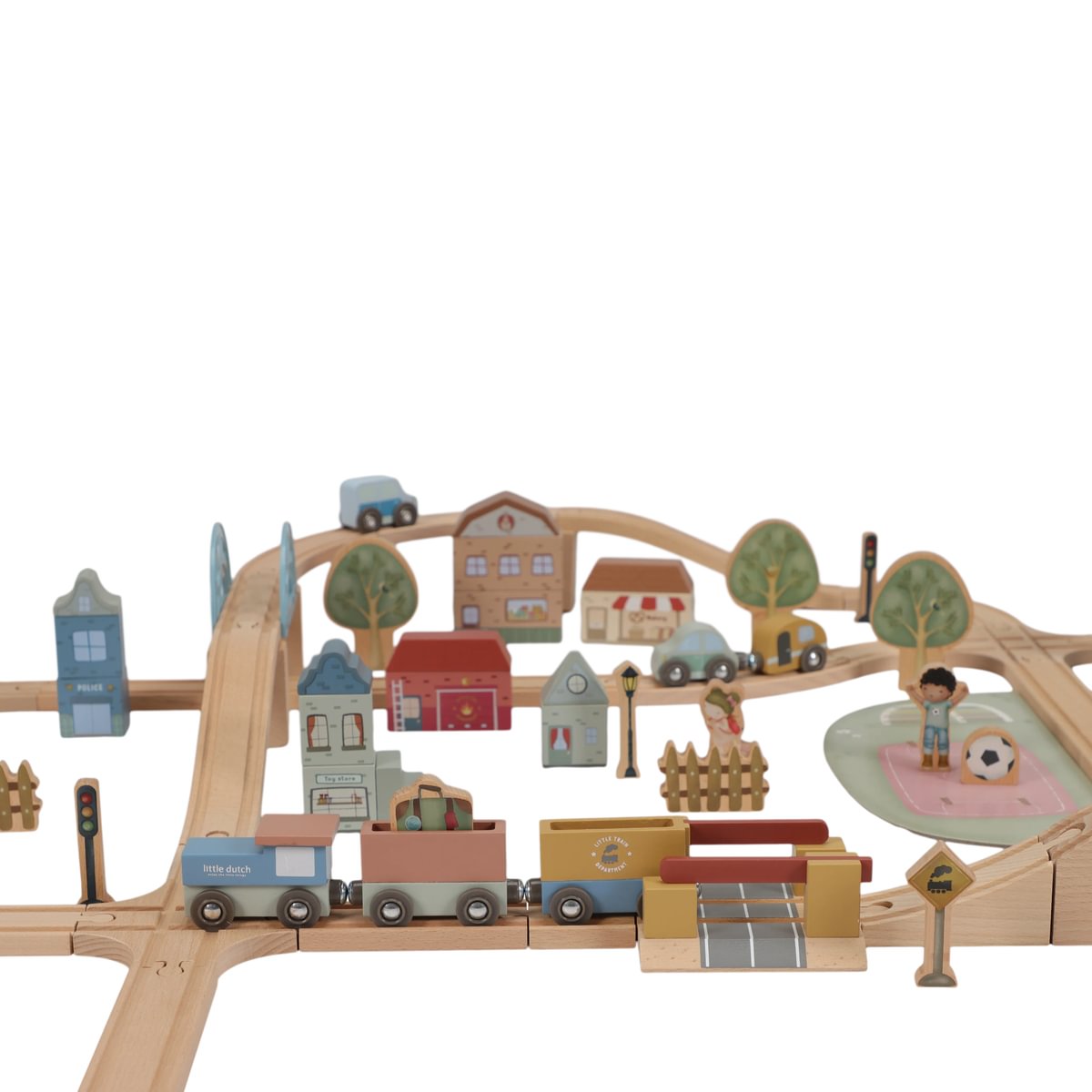 Grand Set XL de train en bois – 113 pièces | Schmatzepuffer
