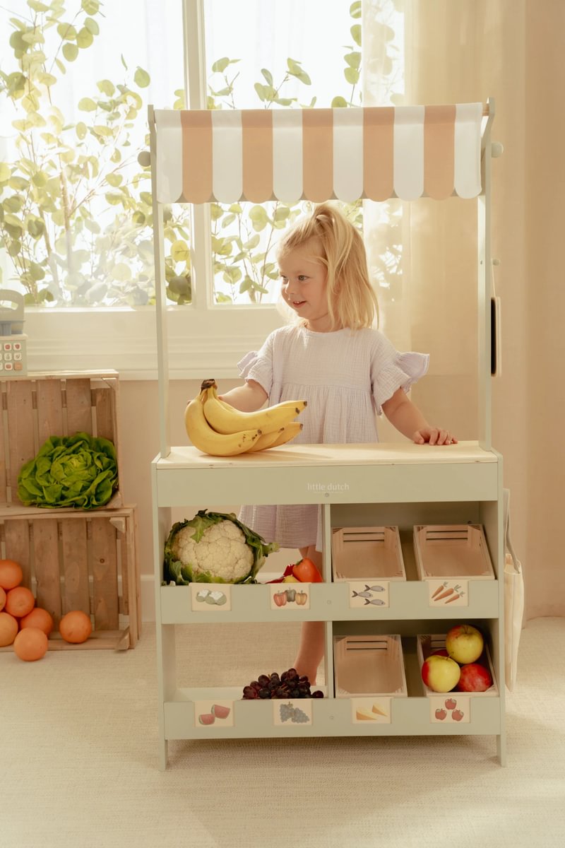 Wooden Market Stall &amp; Café – 2-in-1 Game Stand