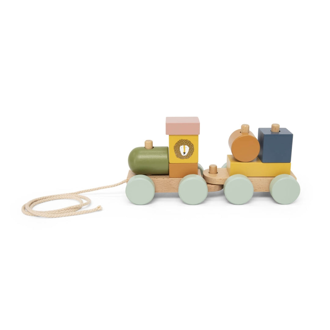 Personalisierter Holz-Zug Tier – Geschenk zur Taufe | Schmatzepuffer