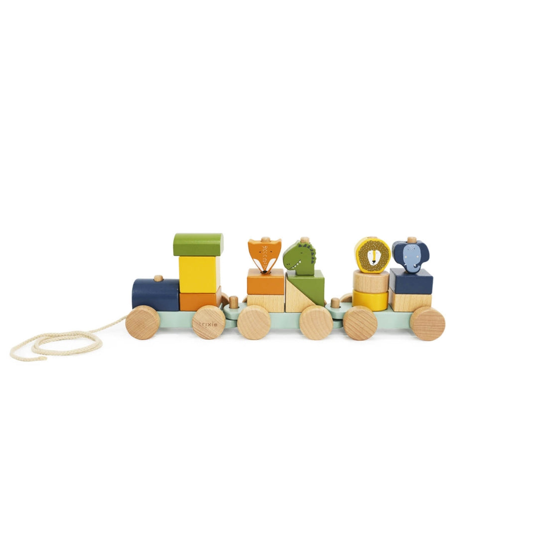 Personalisierter Holz-Zug Tier – Geschenk zur Taufe | Schmatzepuffer