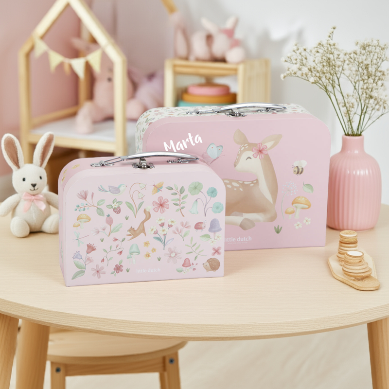 Personalised Kids' Suitcase Fairy Garden Pink with Name