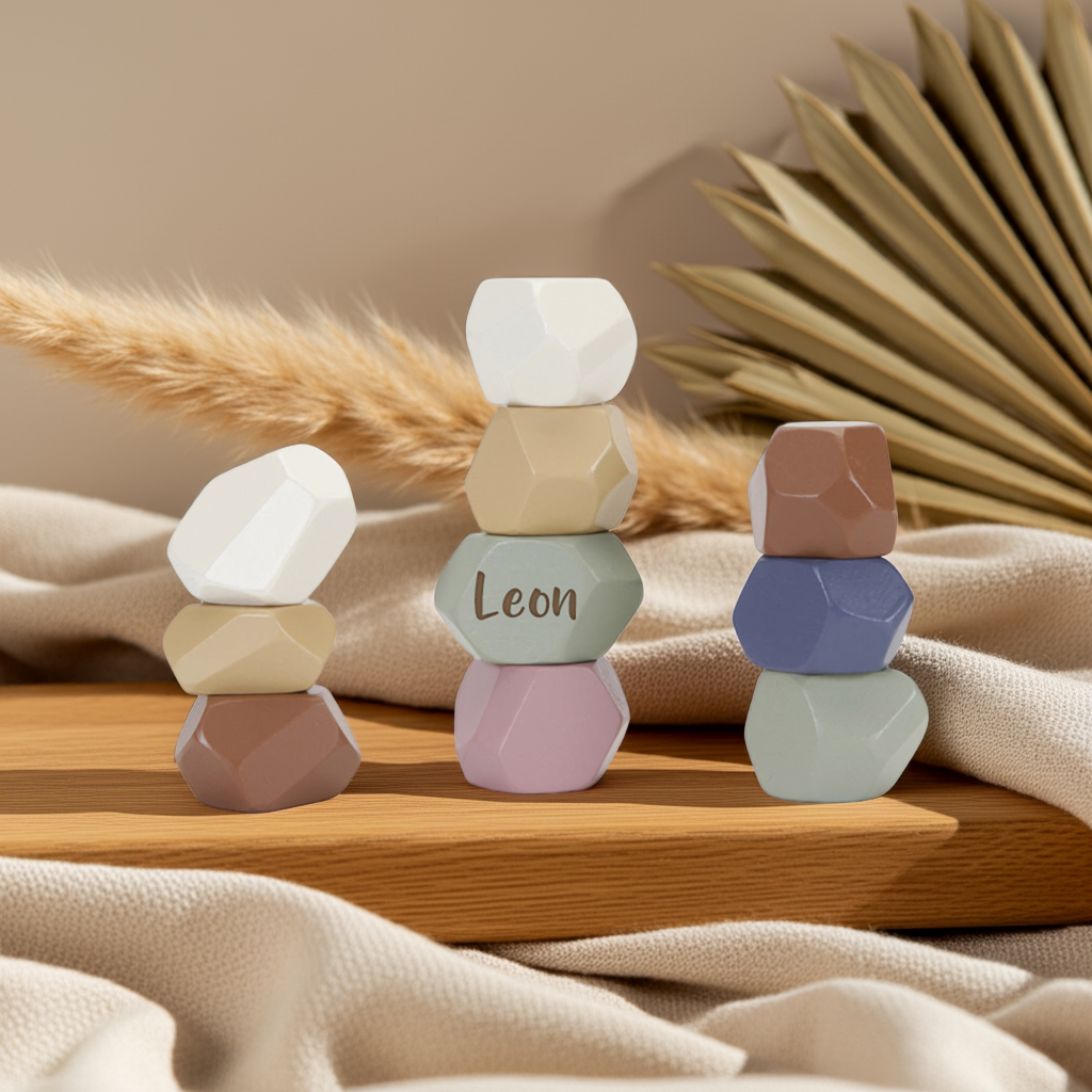Wooden stepping stones for children