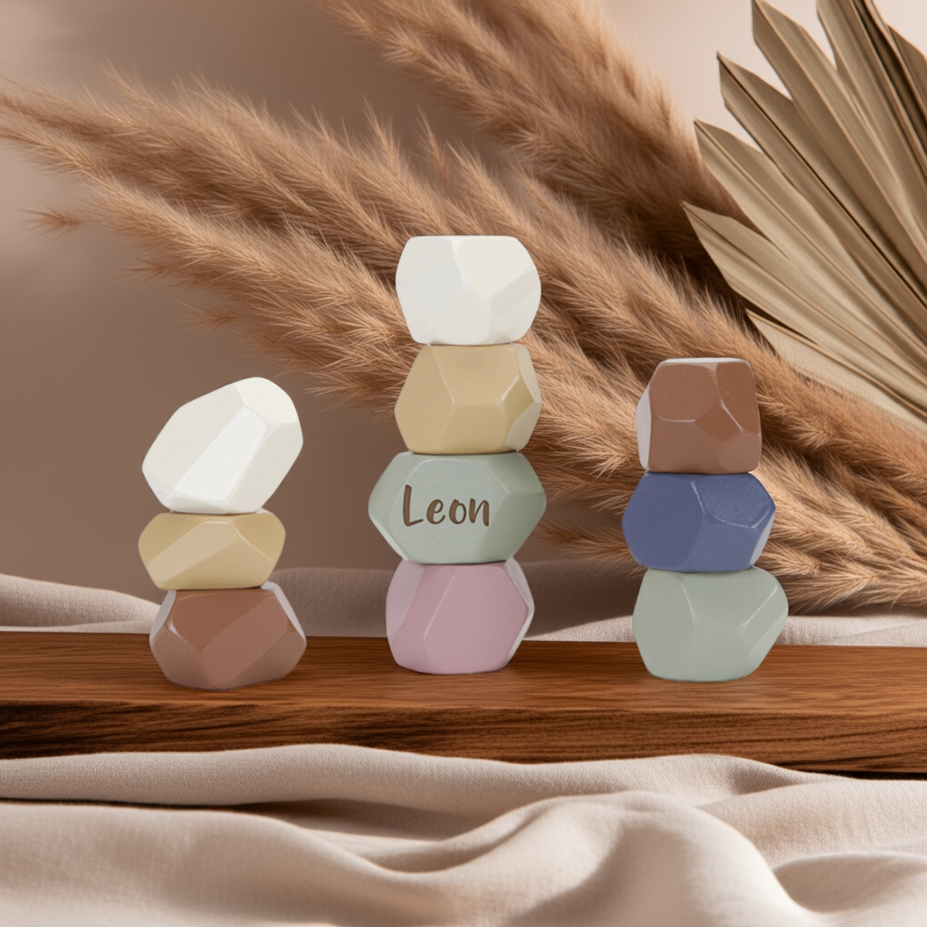 Wooden stepping stones for children