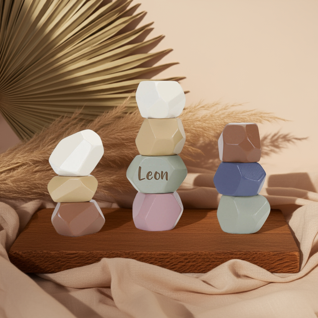 Wooden stepping stones for children