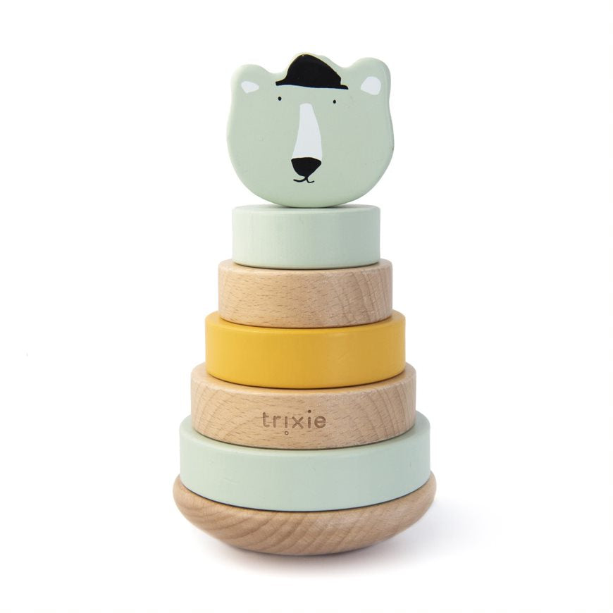 Stapelturm Holz Herr Eisbär – Geschenk zur Taufe | Schmatzepuffer