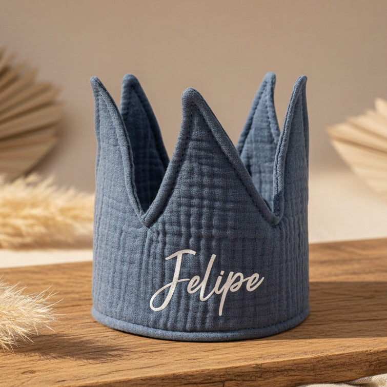 Couronne d'anniversaire bleue en coton pour le 1er au 5e anniversaire | Jollein
