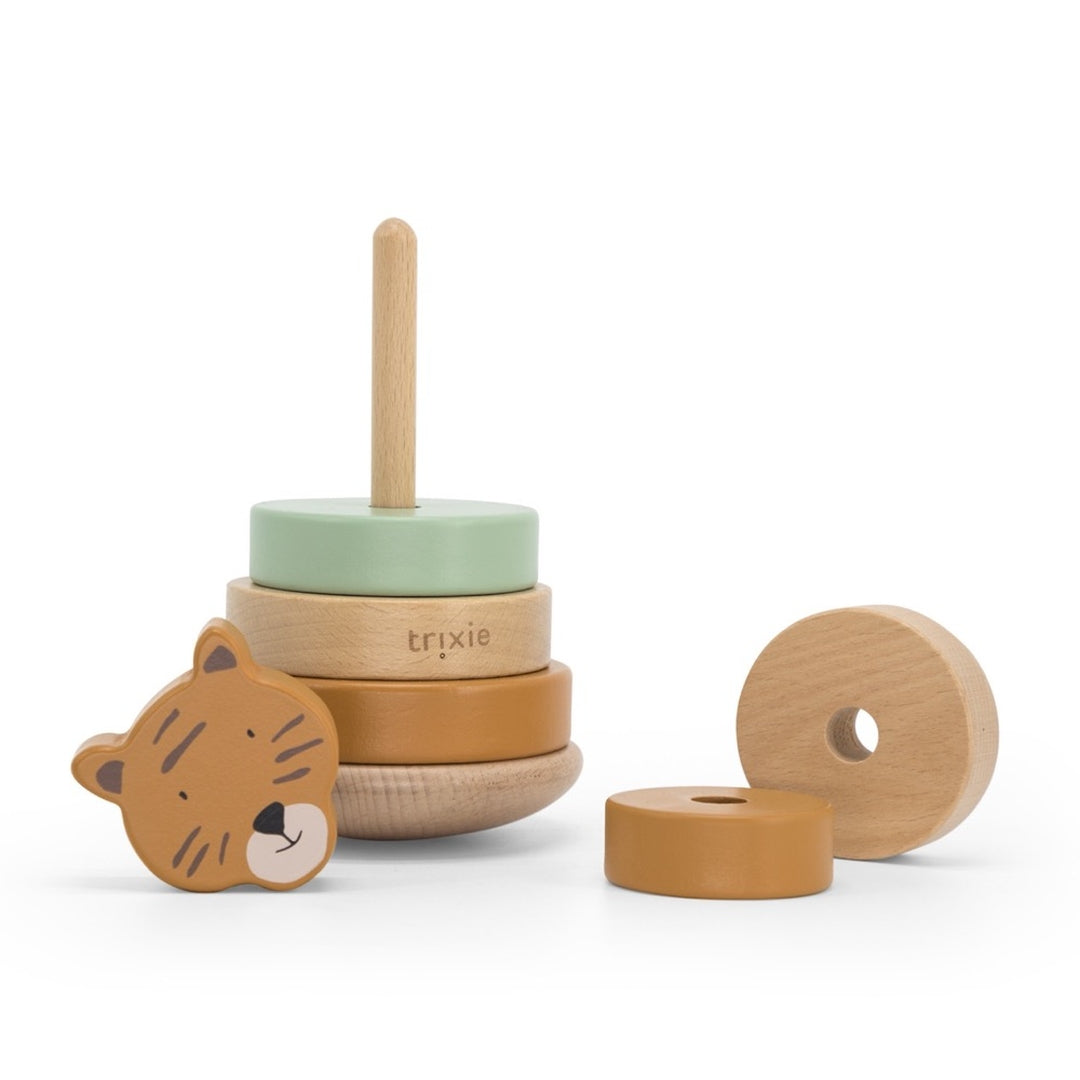 Stapelturm Holz Herr Tiger – Geschenk zur Taufe | Schmatzepuffer