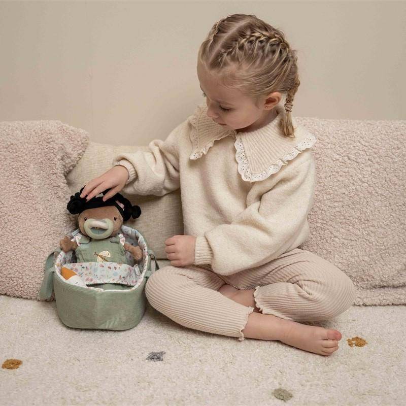 Kuschelpuppe Baby Evi mit Pflegeset Flowers & Butterflies