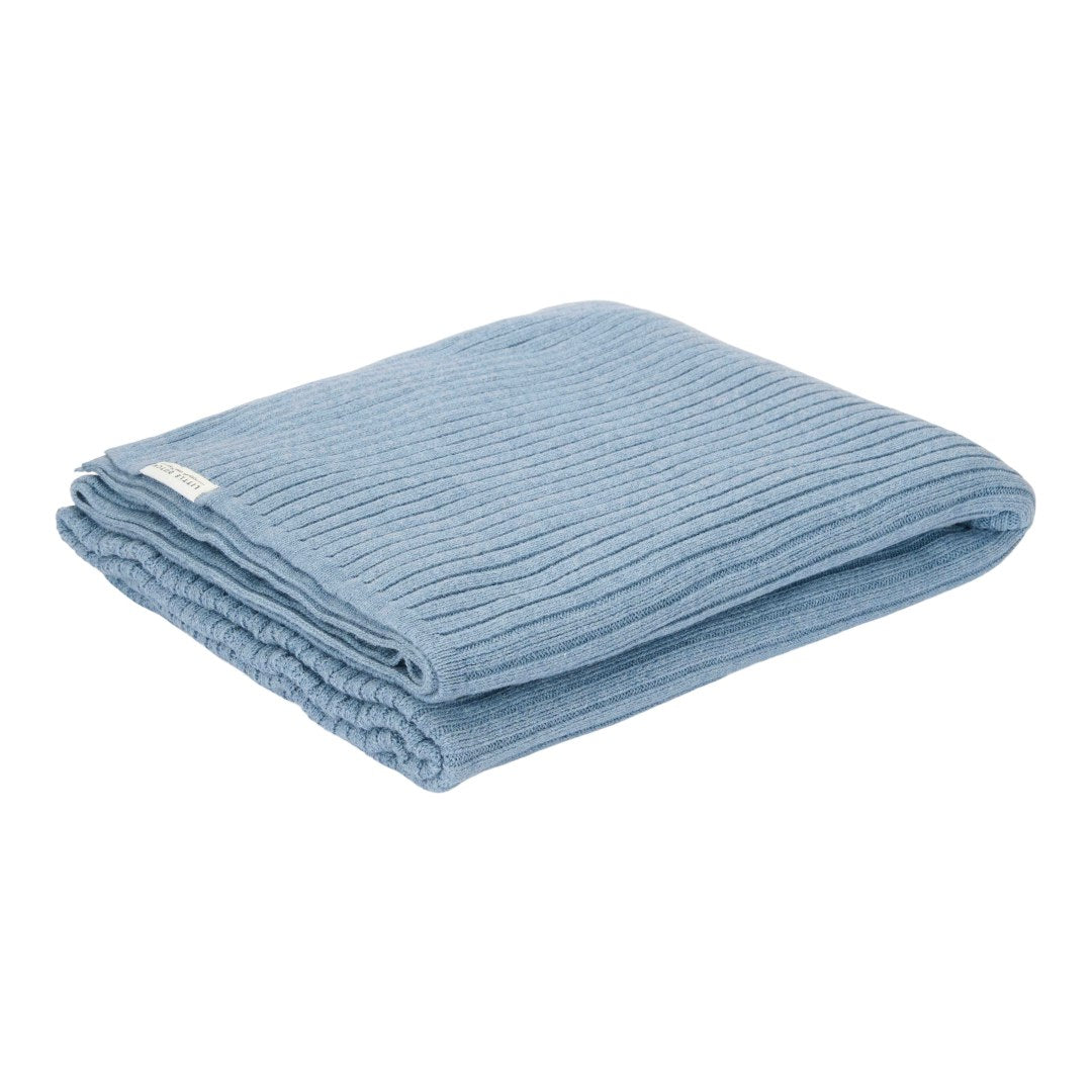 Bettdecke gestrickt Pure Denim Blue | Little Dutch