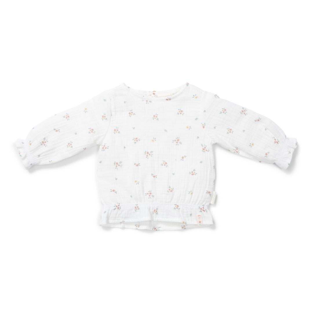 Long Sleeve Blouse White Meadows for Babies and Kids