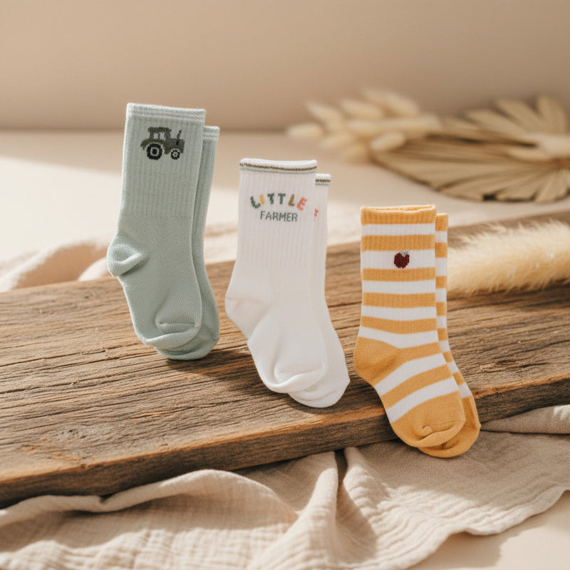 Lot de 3 paires de chaussettes vert/jaune/blanc | Little Dutch