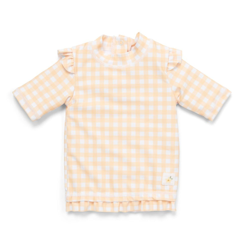 Kurzarm UV Shirt Sunshine Checks mit Rüschen