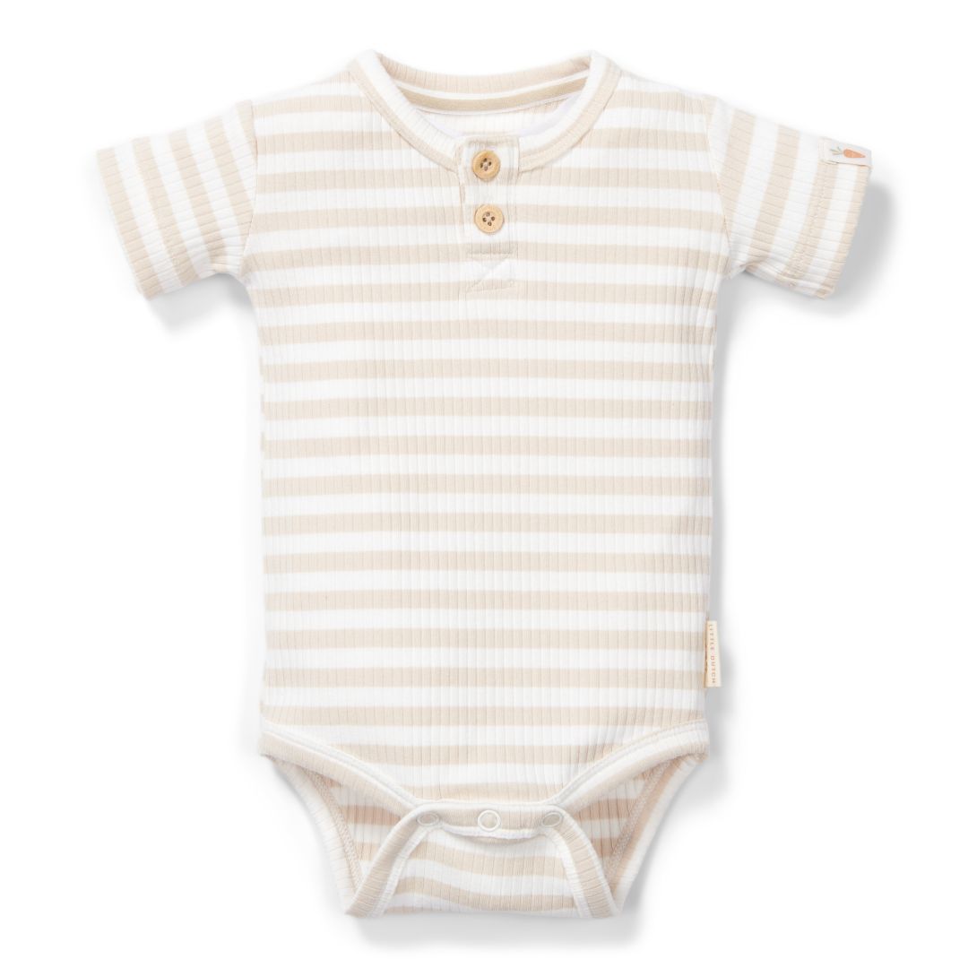 Kurzarmbody Sand Weiß gestreift für Babys
