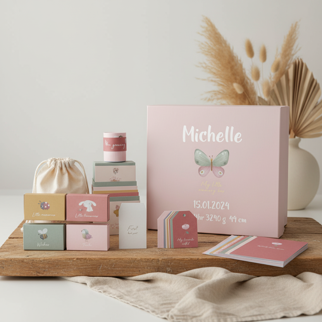 Boîte à souvenirs Flowers & Butterflies – Conservez les souvenirs de bébé