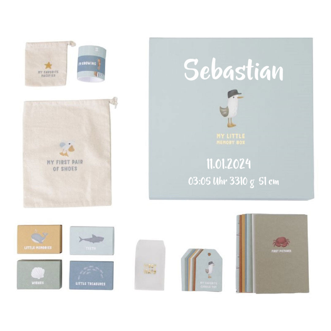 Erinnerungsbox Sailors Bay – Baby Erinnerungsbox | Geschenk zur Geburt & Taufe
