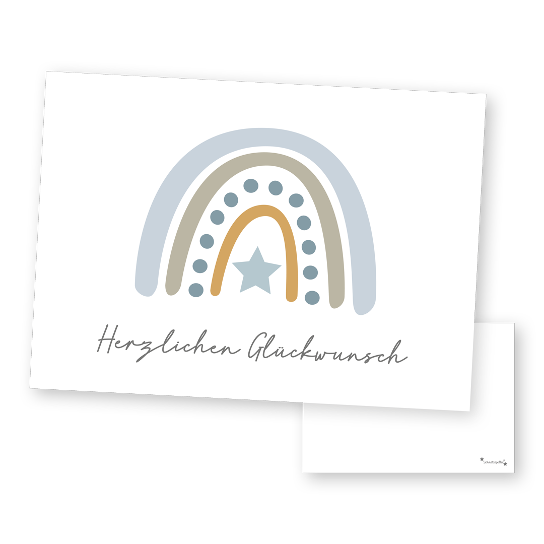 Personalisierte Grußkarte Blau - Herzlichen Glückwunsch | Schmatzepuffer