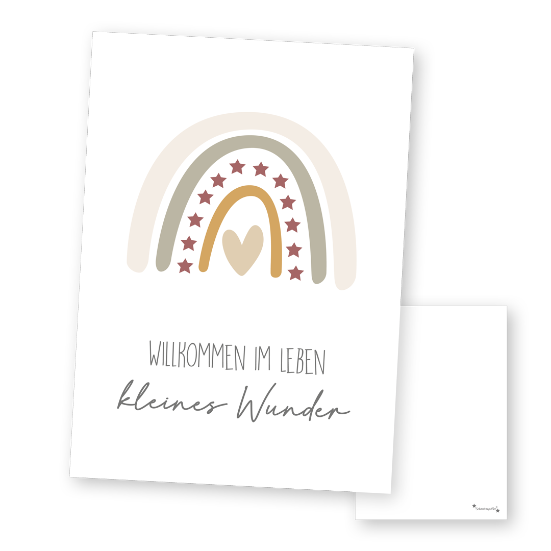 Greeting Card Beige "Little Miracle" for Birth