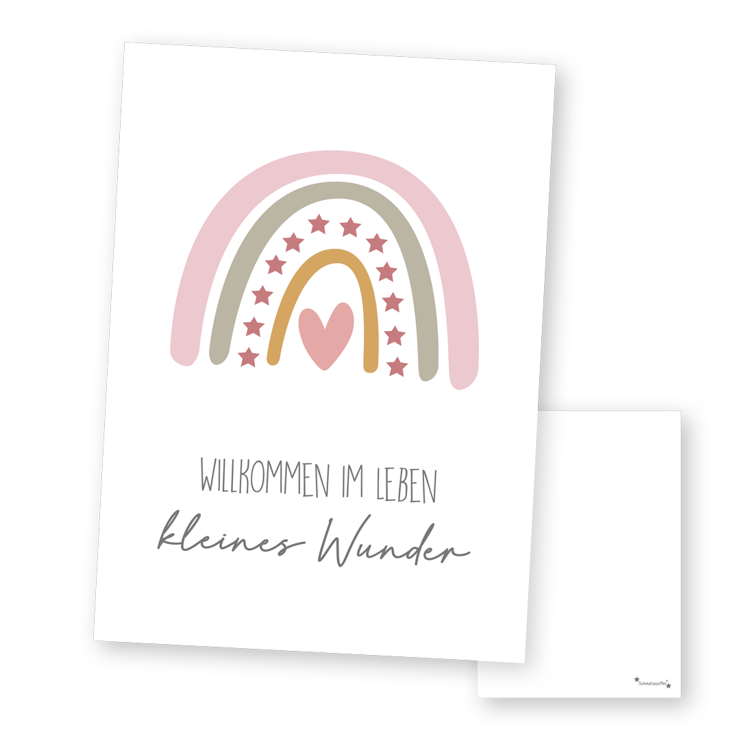 Grußkarte Rosa „Kleines Wunder“ zur Geburt