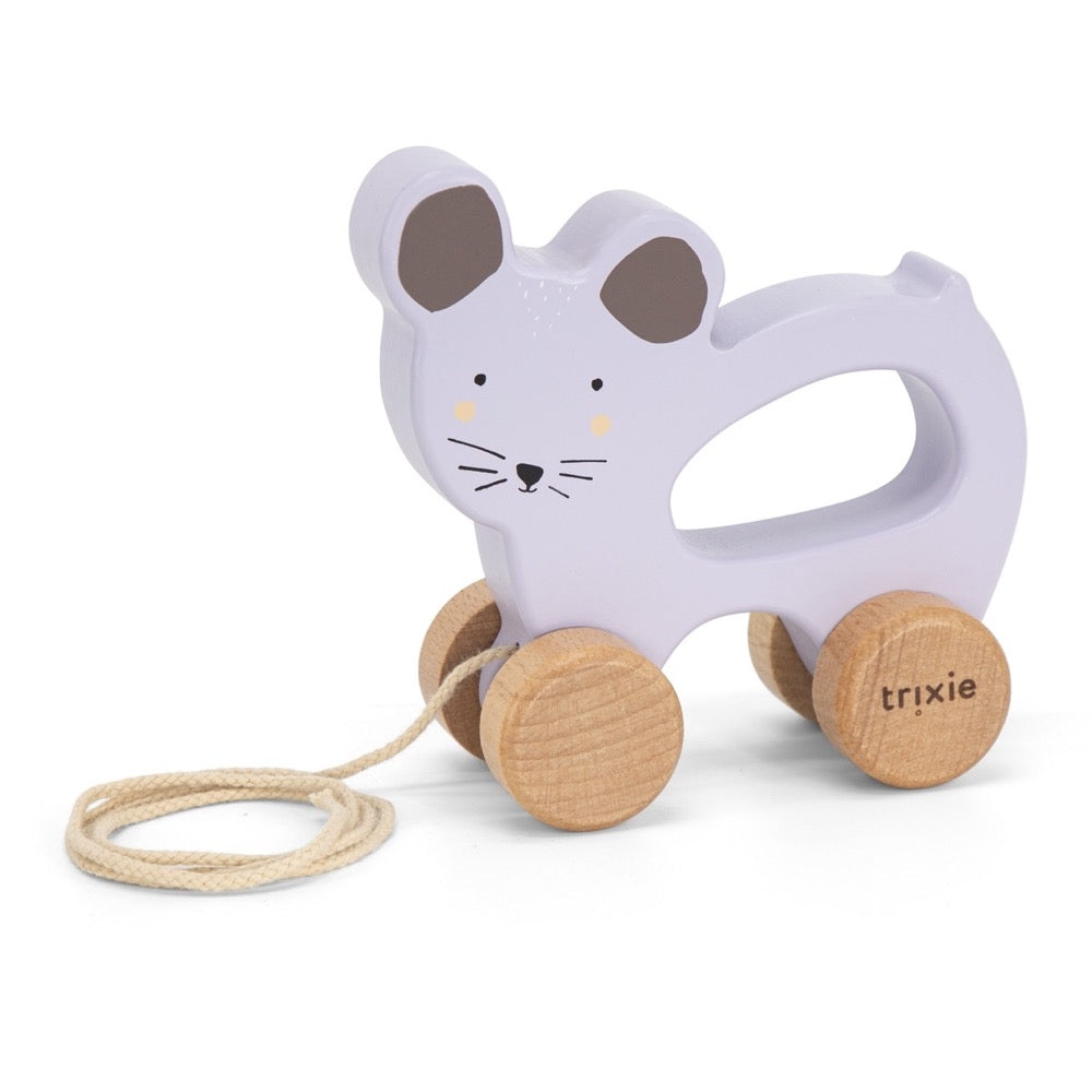 Wooden Pull-Along Toy Mrs. Mouse for Children | Trixie