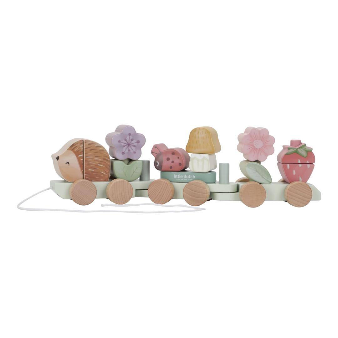 Wooden Train Hedgehog Fairy Garden "For Birth" | Little Dutch