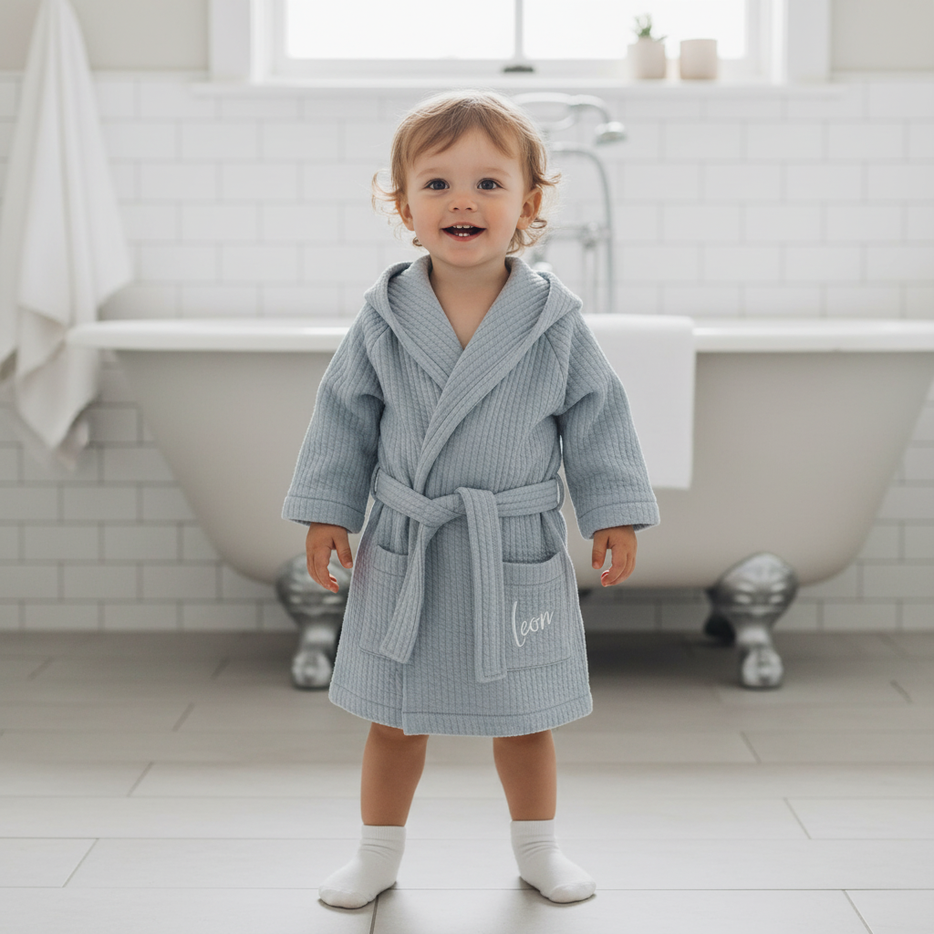 Pure Soft Blue Bathrobe for Babies and Children