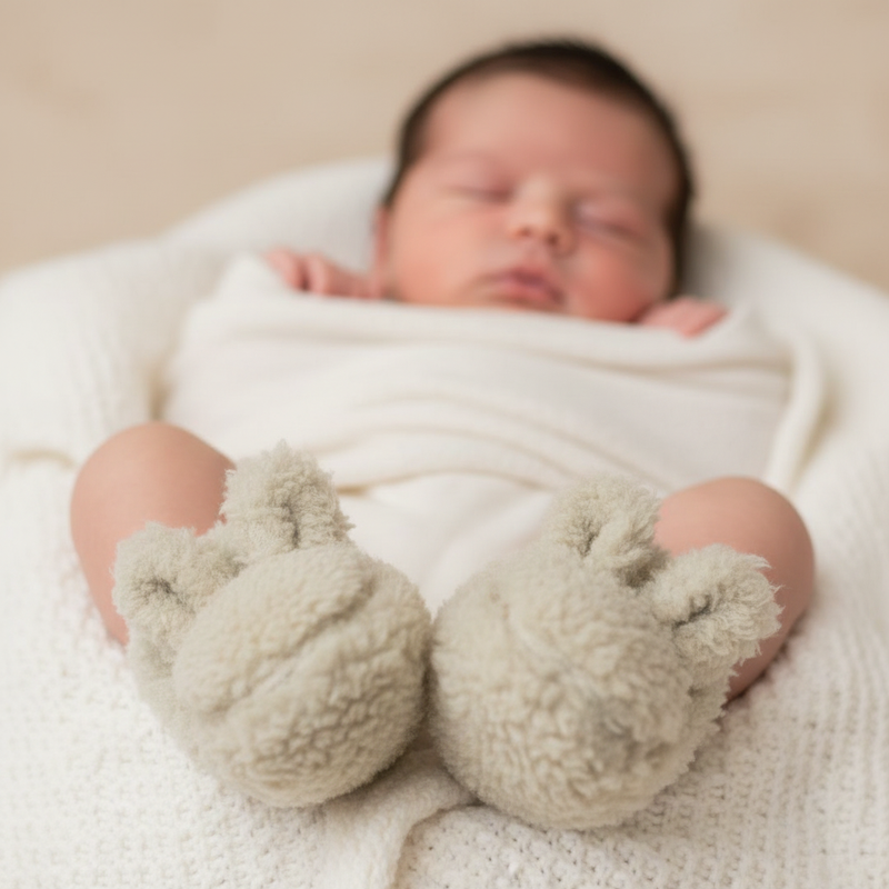 Teddy Schuhe Soft Green – Weiche Babyschuhe für Neugeborene