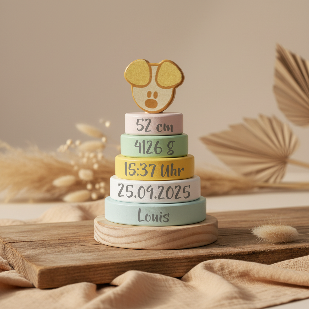 Tour d'empilement personnalisée pour une naissance - Cadeau de naissance