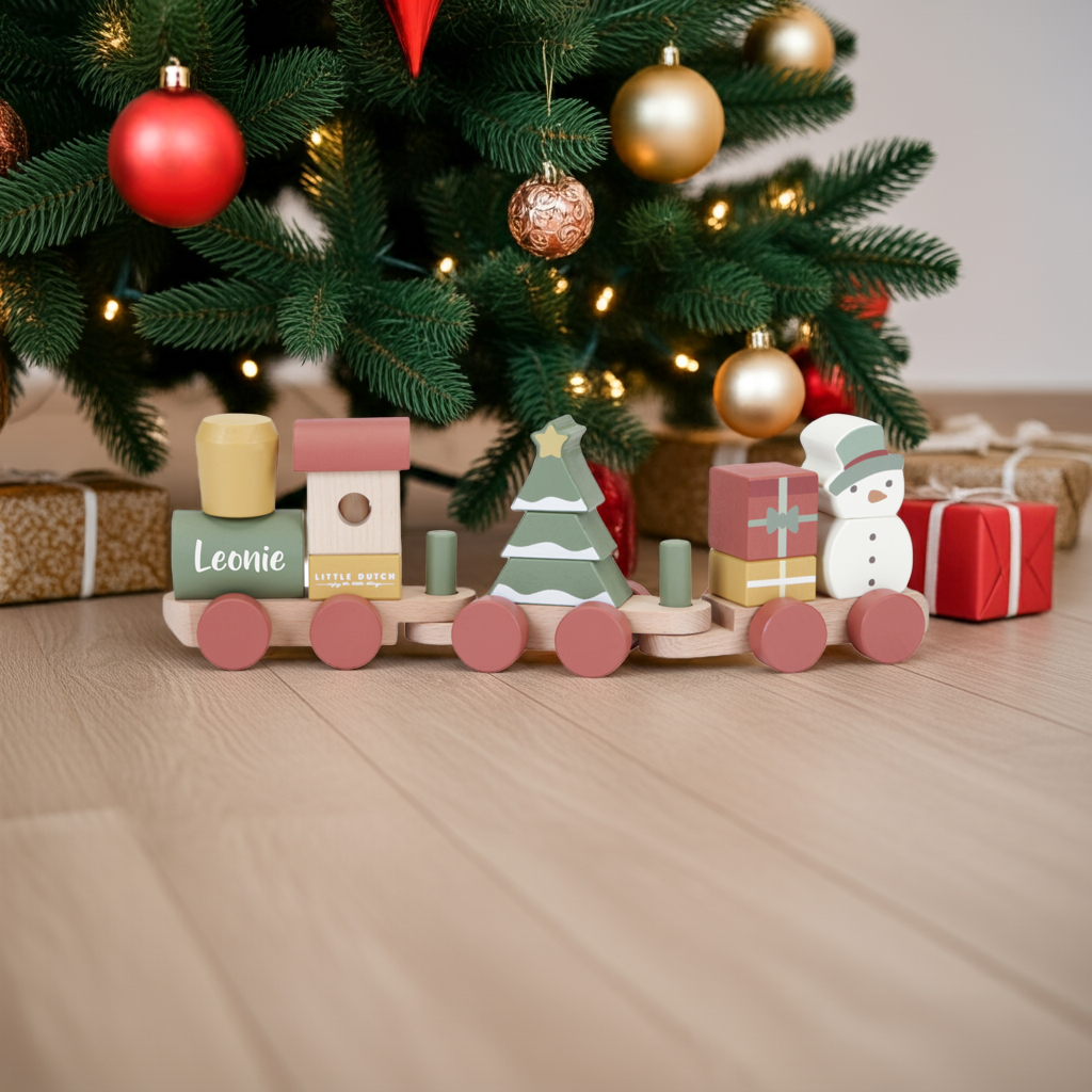 Train en bois personnalisé Noël – Cadeau de naissance