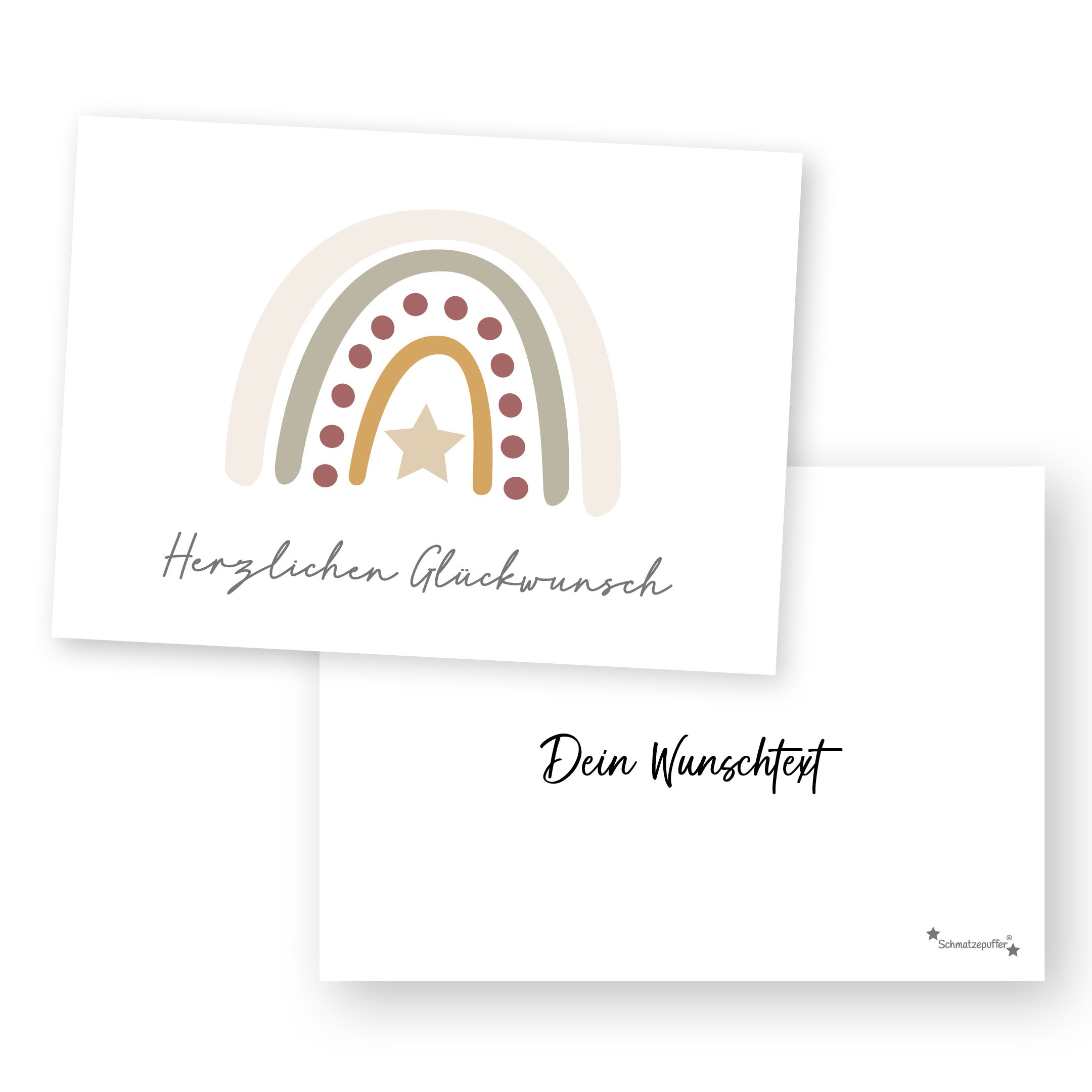 Carte de vœux personnalisée beige - Félicitations | Schmatzepuffer