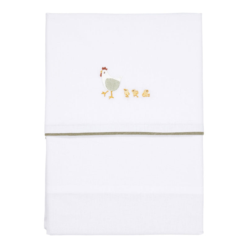 Embroidered children's bed sheet 110 x 140 cm - Little Farm | Little Dutch