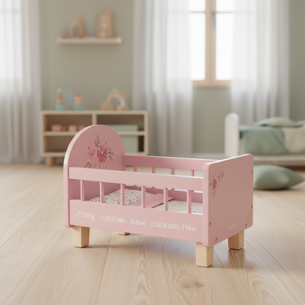 Puppenbett aus Holz für Kinder | Schmatzepuffer